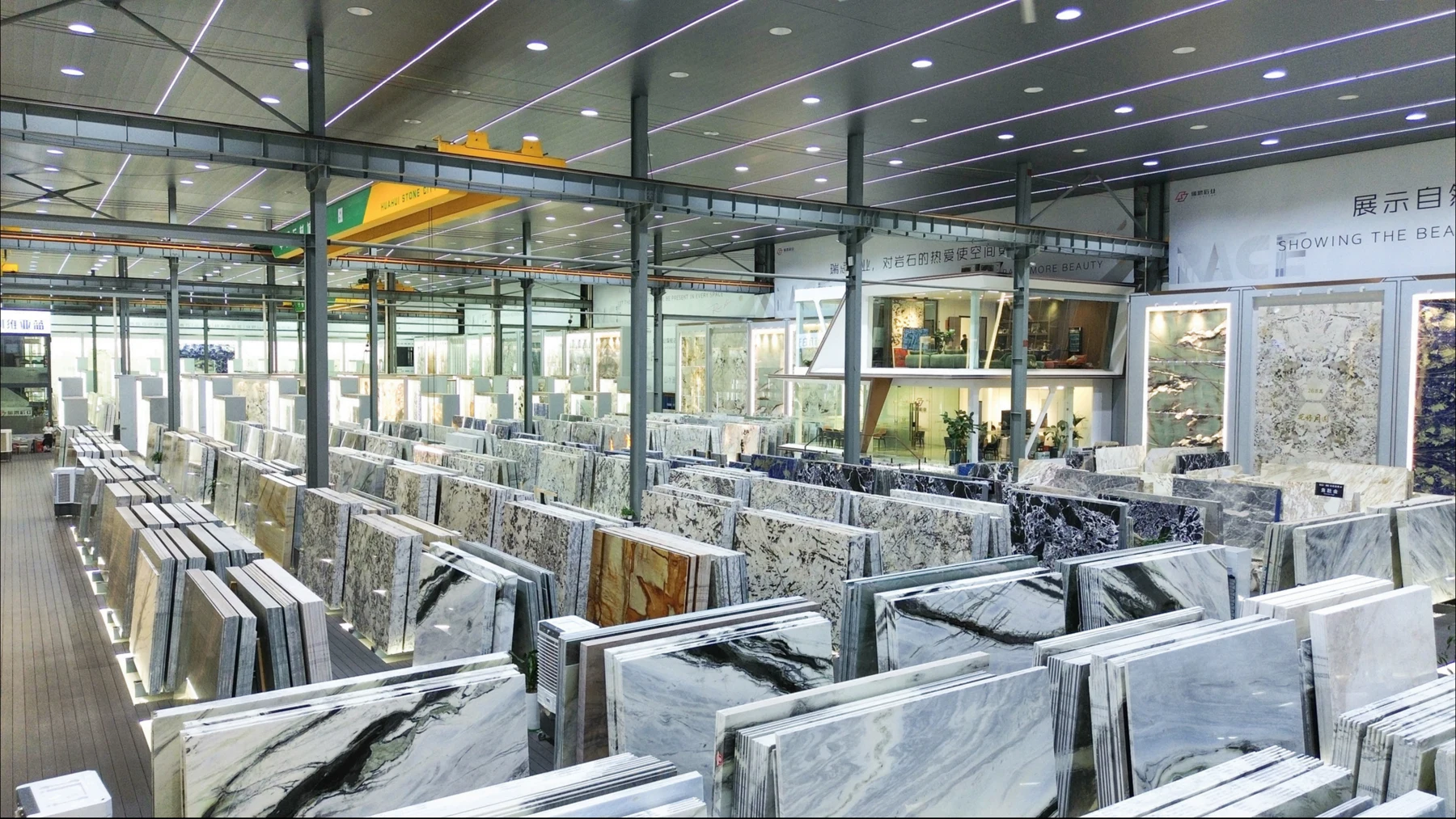 Stone slab showroom featured in the supplied collection materials